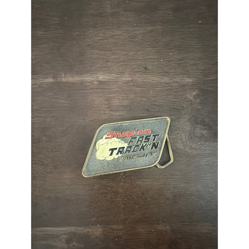 Vintage Snap-on Tools Fast Trackn 92 Belt Buckle Solid Brass USA SSX 1584 Racing